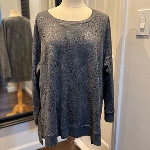 Jane and Delancey Gray Patterned Sweater